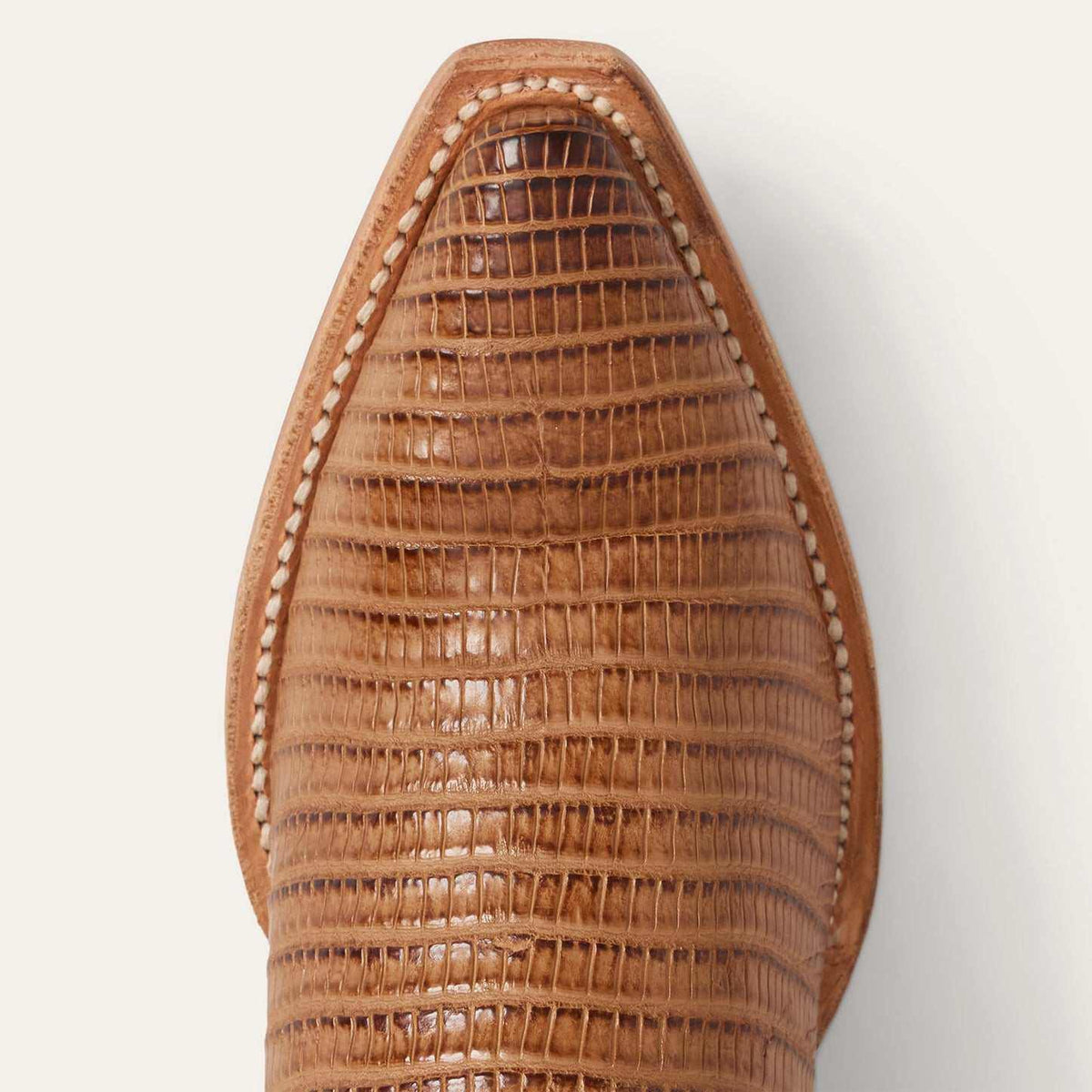 Handcrafted tan women's Stetson Toni Teju lizard boots with embroidery