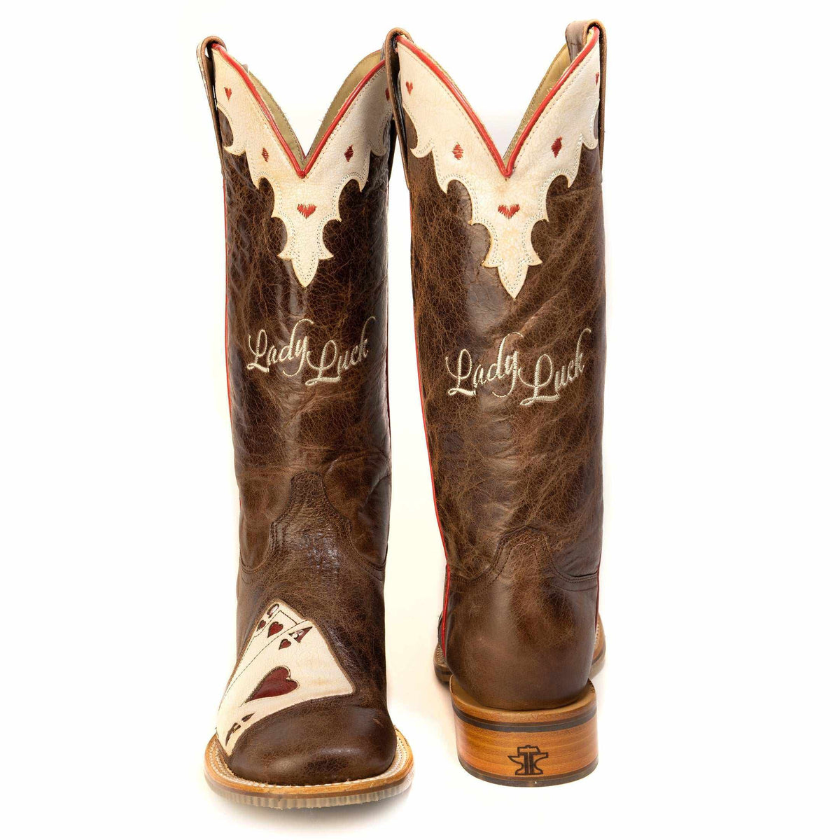 Womens Tin Haul Heartbreakers Boots handmade tan leather with black jack sole