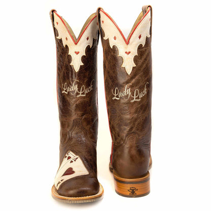 Womens Tin Haul Heartbreakers Boots handmade tan leather with black jack sole
