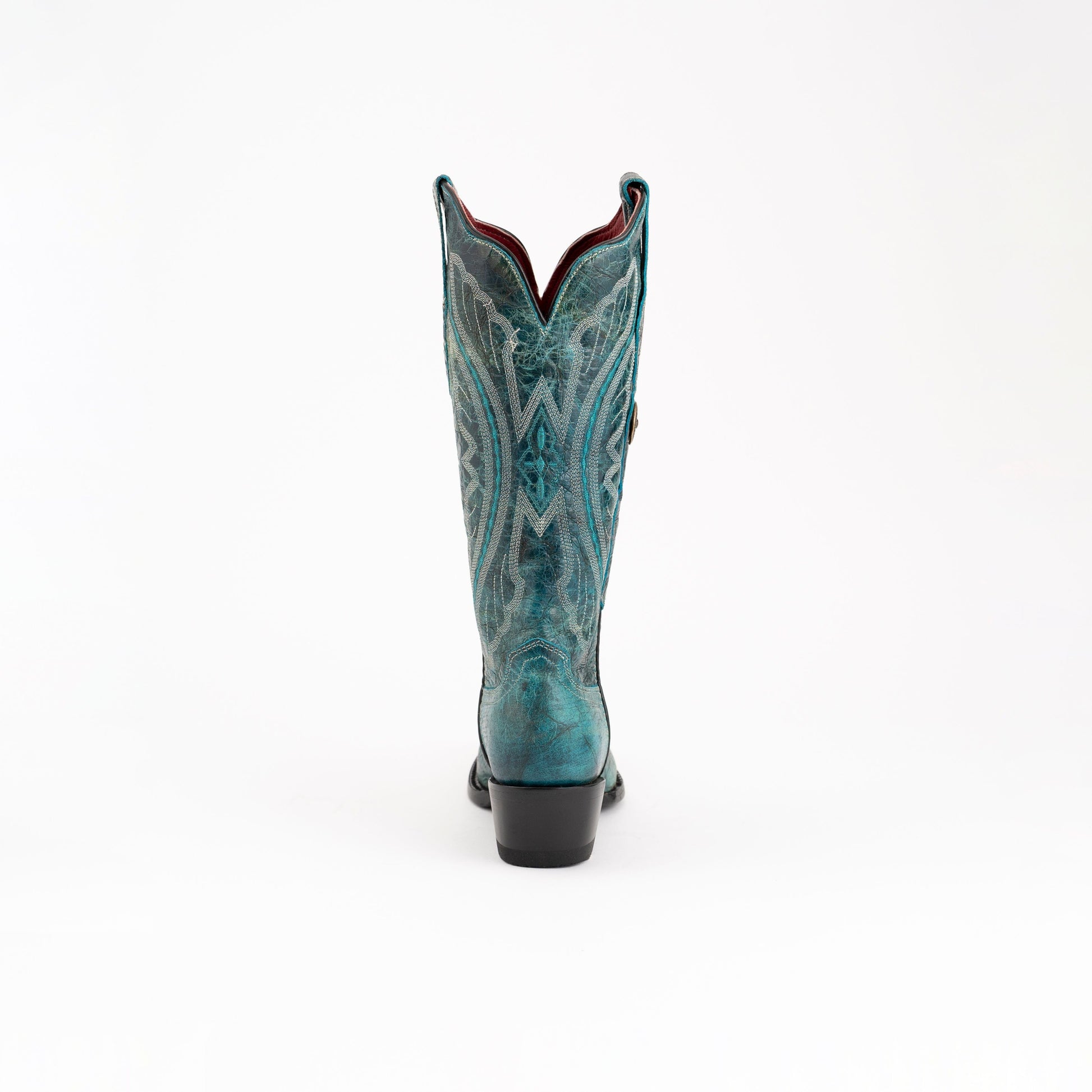 Women's Ferrini Twilight Leather Boots Handcrafted Teal - yeehawcowboy
