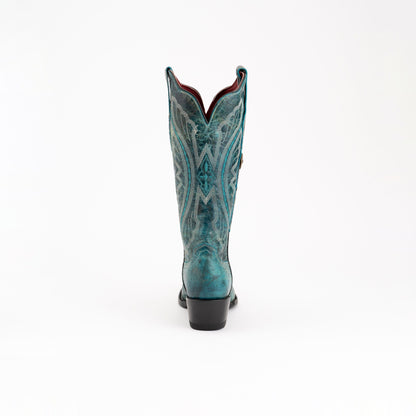 Women's Ferrini Twilight Leather Boots Handcrafted Teal - yeehawcowboy